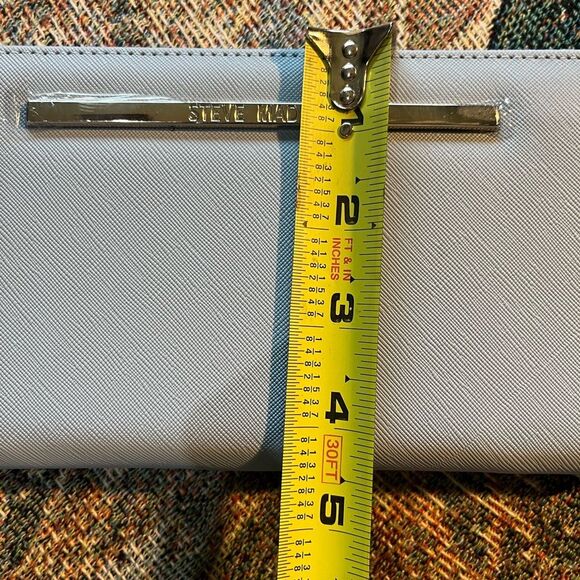 Steve Madden Blue Textured Leather Zip Around Wallet with Gold Hardware NWT - Picture 10 of 12